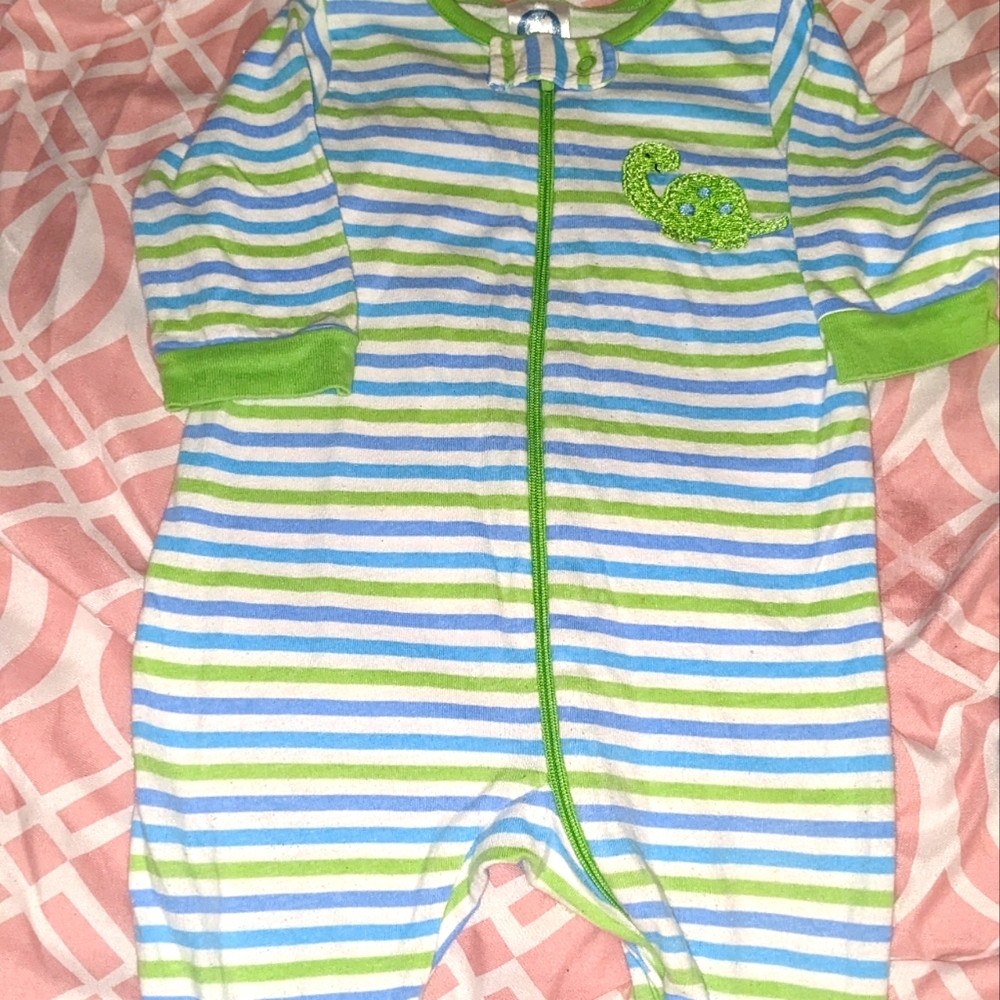 Gerber footie Pj's with embroidery of dinosaur 🦕 green
